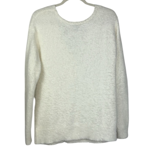 A New Day fuzzy v neck long sleeve sweater Sz S White - Picture 3 of 7